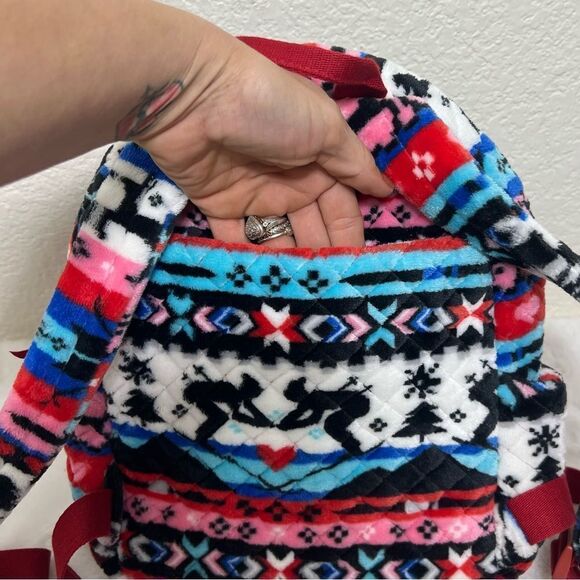 Vera Bradley Nordic Stripe Reindeer Soft Plush Fleece Mini Backpack New - Picture 7 of 11